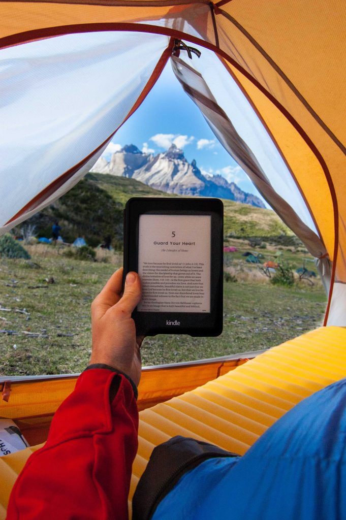 E-book from tent