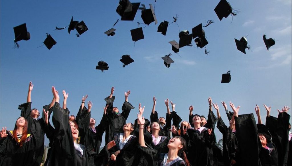 Graduation Hats in the air small