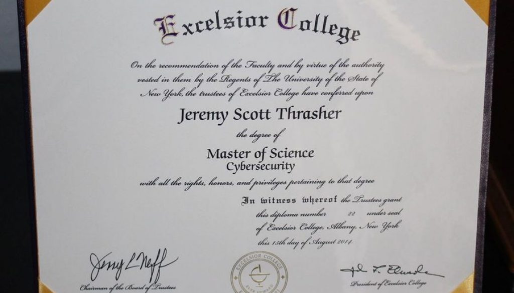 Jeremy Thrasher's Master's Degree