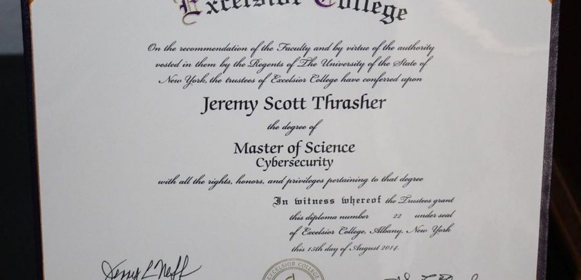 Jeremy Thrasher's Master's Degree