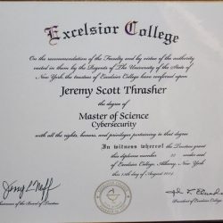 Jeremy Thrasher's Master's Degree