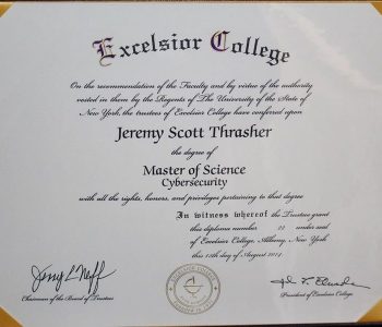 Jeremy Thrasher's Master's Degree